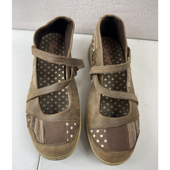 Skechers Shoes Women’s 9 Brown Patchwork Mary Jane Slip On Shoes Comfort - Picture 1 of 6
